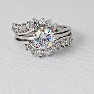 Genuine Strontium Titanate Ring Sterling Silver Rhodium Size 8!